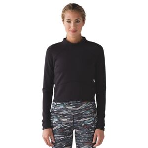 Lululemon Hill and Valley Mock Neck Crop Run Top Women's Sz 4 Black Rulu Stretch